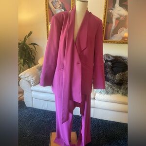 Eloquii Magenta Straight Leg Pants & Blazer Set